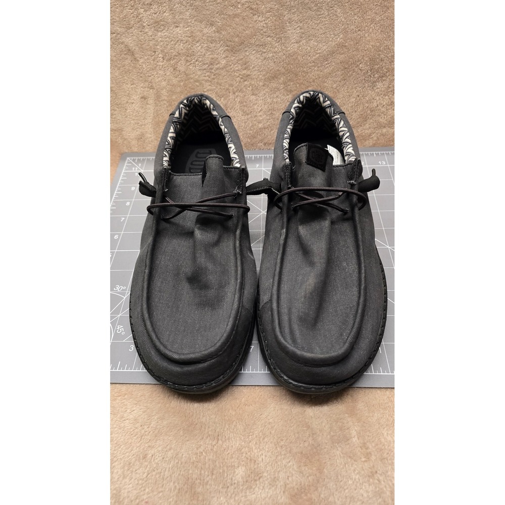Hey Dude Wally Stretch Canvas Black Mens 12 Slip On Loafers 40700-060
